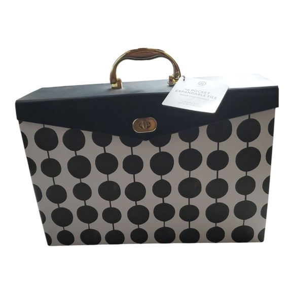 Other - Black and White Polka Dot Briefcase 19 Pocket File Folder